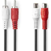 Nedis Stereo-Audiokabel - 2x RCA Stecker - 2x Cinch Buchse - Vernickelt - 10.0 m - Rund - Schwarz -