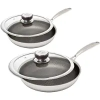 Hensslers Pfannen-Set "Bratpfannen-Set, Ø 24 und 28 cm, inkl. Deckel" Edelstahl 4 Stk. tlg. mit Wabenstruktur