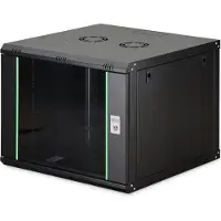 Digitus Wandgehäuse Dynamic Basic Serie - 600x600 mm (BxT), Wandmontiertes Regal, 9U, 60 kg, Sperrschloss, 26 kg, Schwarz