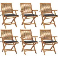 Syfax Klappbare Gartenstühle mit Kissen 6 Stk. Massivholz Teak
