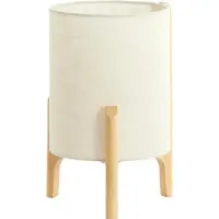 Light & Living Tischlampe Litto Ø 22 cm – Holzoptik mit Naturleinen