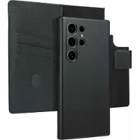 Accezz Samsung Galaxy S24 Ultra Hülle - Echtes Leder - - 2 in 1 Case/Klapphülle - Schwarz