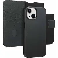 Accezz Apple iPhone 15 Hülle - Echtes Leder - - 2 in 1 Case/Klapphülle - Schwarz