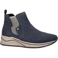 Rieker Damen Stiefelette in Weite H – Elegant, Bequem, Stretch, Rutschfest N9561, Größe:37 EU, Farbe:Blau