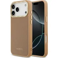Lacoste Champs Elysees Gold Logo MagSafe Case for iPhone 17 Pro Pink