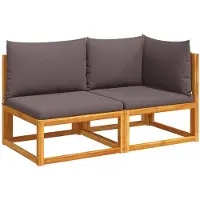 vidaXL Gartensofa mit Kissen 2-Sitzer Holz Akazie & Seil