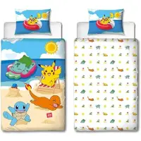 Nintendo Bettwäscheset - POKEMON - Pikachu am Strand - Mikrofaser - 1 Bettbezug 140 x 200 cm + 1 Kissenbezug 63 x 63 cm