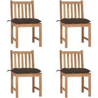 vidaXL Gartenstühle 4 Stk. mit Kissen Massivholz Teak