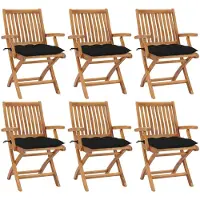 vidaXL Klappbare Gartenstühle mit Kissen 6 Stk. Massivholz Teak