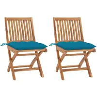 vidaXL Gartenstühle 2 Stk. mit Hellblauen Kissen Massivholz Teak