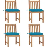 vidaXL Gartenstühle 4 Stk. mit Kissen Massivholz Teak