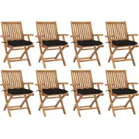 vidaXL Klappbare Gartenstühle mit Kissen 8 Stk. Massivholz Teak