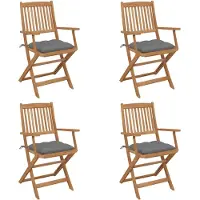 vidaXL Klappbare Gartenstühle 4 Stk. mit Kissen Massivholz Akazie