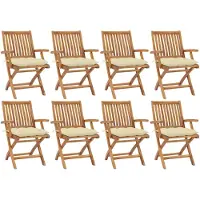 vidaXL Klappbare Gartenstühle mit Kissen 8 Stk. Massivholz Teak