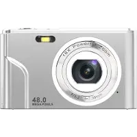 INF Digitalkamera 48MP mit 16x Digitalzoom, HD-Display, 2.4 Zoll IPS-Bildschirm Silber