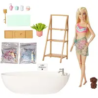 Barbie Mattel BRB WELNEES KONFETTI Bad - Modepuppe mit weichem Sarong und Zubehör