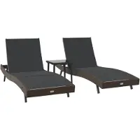 vidaXL Sonnenliege 3 stk. Poly-Rattan Braun