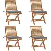 vidaXL Klappbare Gartenstühle mit Kissen 4 Stk. Massivholz Teak