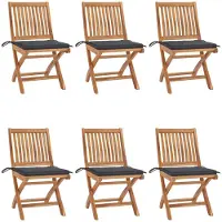 vidaXL Klappbare Gartenstühle mit Kissen 6 Stk. Massivholz Teak