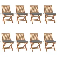 vidaXL Klappbare Gartenstühle mit Kissen 8 Stk. Massivholz Teak