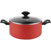 Fagor Maxima Kochtopf Induktion 20 cm Aluminium Antihaftbeschichtung PFOA frei, Glasdeckel Rot