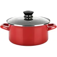 Fagor Optimax Kochtopf Induktion 24 cm Emaillierter Stahl, Antihaft PFOA frei, Glasdeckel Rot