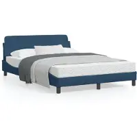 vidaXL Bettgestell mit Kopfteil "Dover" Blau 120x200 cm Stoff