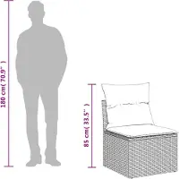 vidaXL 14-tlg. Garten-Sofagarnitur mit Kissen Beige Poly Rattan