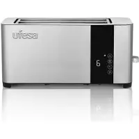 Ufesa Duo Plus Delux Toaster mit zwei langen Schlitzen und LCD-Digitalanzeige aus Edelstahl