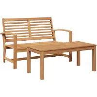 vidaXL Gartenbank und Tischset 2 Stück Braun Massivholz Teak