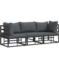 vidaXL 3 stk. Gartenmöbel Metall Schwarz und Anthrazit