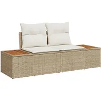 vidaXL Gartensofa Beige 184 x 62 x 85cm Poly-Rattan