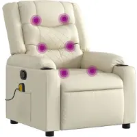 vidaXL Massagesessel mit Relaxfunktion, Kunstleder, Creme