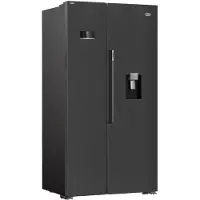 Beko GN163241DXBRN, Freistehend, Amerikanische Tür, Schwarz, Tür-zu-Tür, Tasten, Glas