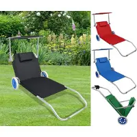 Hioshop Sonnenliege mit Rollen und Sonnendach
