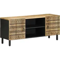 vidaXL TV-Schrank Schwarz 105x33,5x46 cm Raues Mangoholz