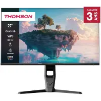 Thomson 27 Zoll QHD-Gaming-Monitor, 180 Hz IPS-Panel, RGB-Umgebungslicht, HDMI x2, Adaptive Sync, VESA-Halterung 100 x 100, Grau, M27QG5Y14