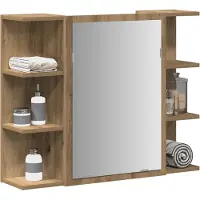 vidaXL Bad-Spiegelschrank Artisan-Eiche 80x20,5x64cm Holzwerkstoff