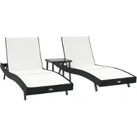 vidaXL Sonnenliege 3 stk. Poly-Rattan Schwarz und Weiß