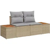 vidaXL Gartensofa Beige 184 x 62 x 85cm Poly-Rattan