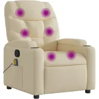 vidaXL Massage-Relaxsessel, cremefarbener Stoff