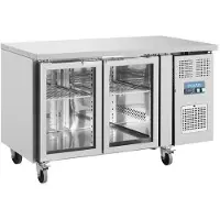 Polar U-Serie Premium 2-türiger Thekenkühlschrank mit Glastüren