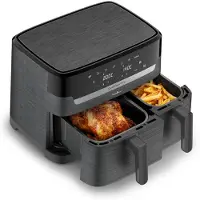 Moulinex Dual Easy Fry EZ901H20, Heißluftfritteuse, 8,3 l, 1,7 kg, ActiFry, Doppel, Anthrazit, Grau