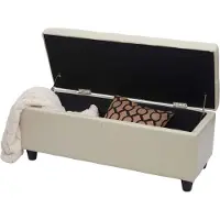 Mendler Aufbewahrungs-Truhe Kriens, Sitzbank Bank, Kunstleder, 45x114x45cm ~ creme
