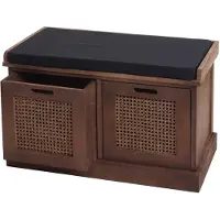 Mendler Sitzbank HWC-J49, Polsterbank Garderobenbank, Kissen Aufbewahrungsboxen Staufach 47x75x40cm braun, Polster schwarz