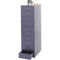 Mendler Rollcontainer Boston T851, Schubladenschrank Stahlschrank, 110x28x41cm 10 Schubladen ~ dunkelgrau