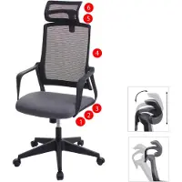 Mendler Bürostuhl HWC-J52, Drehstuhl Schreibtischstuhl, ergonomisch Kopfstütze, Kunstleder grau