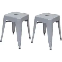 Mendler 2er-Set Hocker HWC-A73, Metallhocker Sitzhocker, Metall Industriedesign stapelbar ~ grau