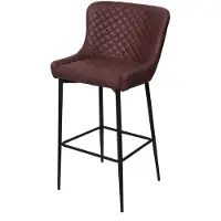 Mendler Barhocker HWC-H79, Barstuhl Tresenhocker, Vintage Metall Fußablage Stoff/Textil braun