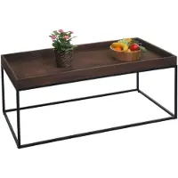 Mendler Couchtisch HWC-K71, Kaffeetisch Beistelltisch Tisch, Holz massiv Metall 46x110x60cm dunkelbraun
